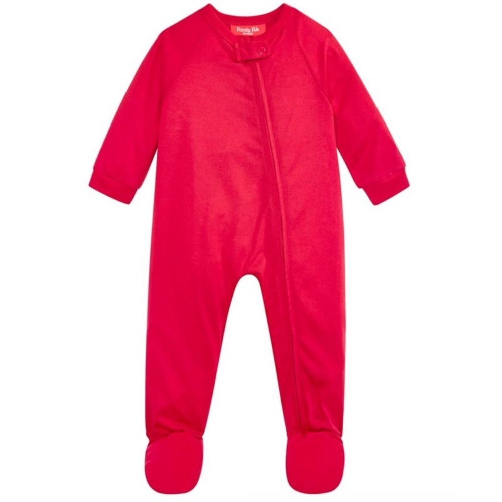 Family Pajamas Macy’s Unisex Baby Matching Footed Pajamas Candy Red New With Tag